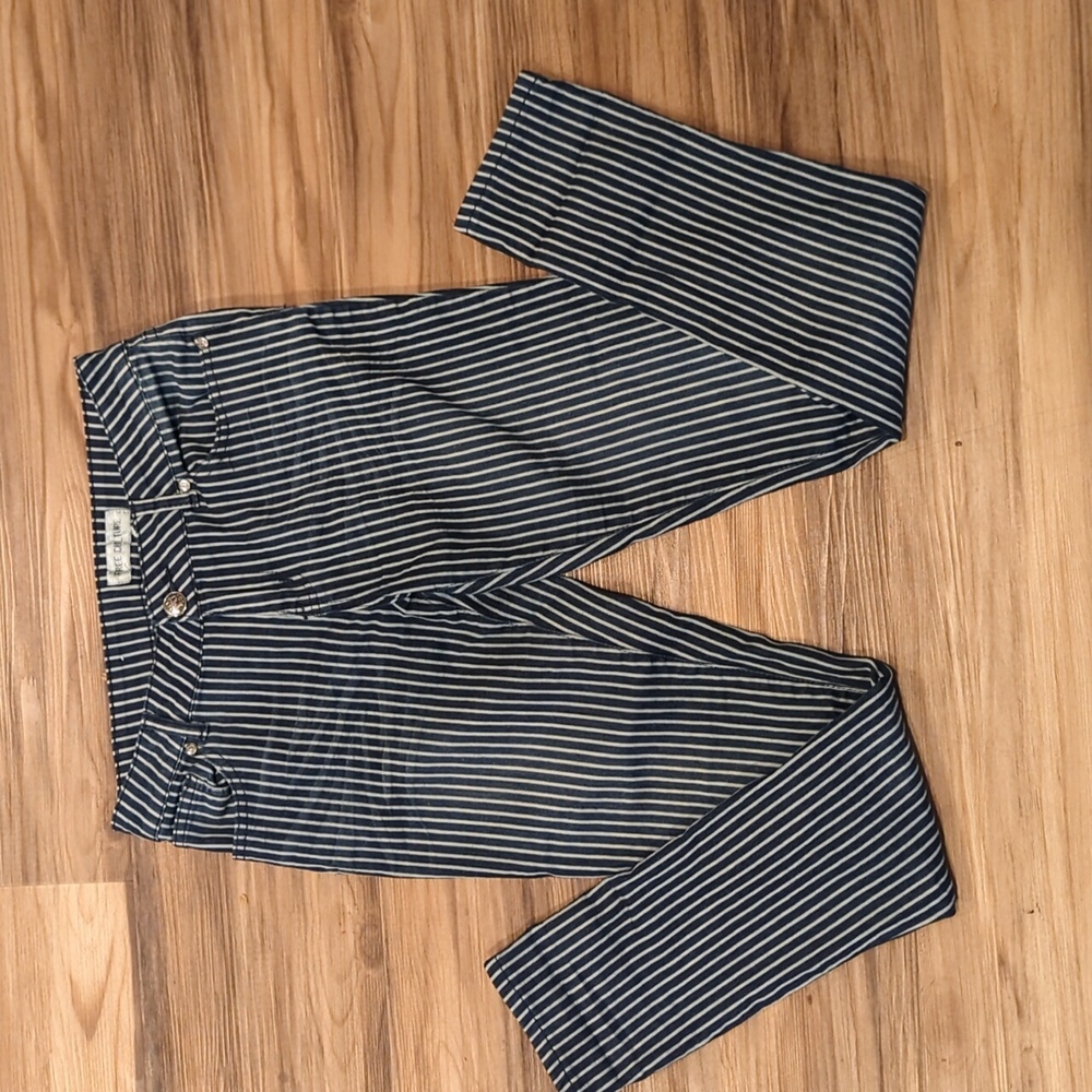 Free Culture Dark Blue‎ & White  Striped Skinny Cotton Pants Juniors 5